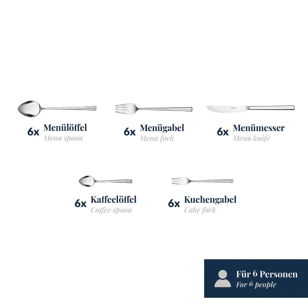 30-tlg. Besteckset Palladio 18/10 Edelstahl poliert Wilkens 023.18.300